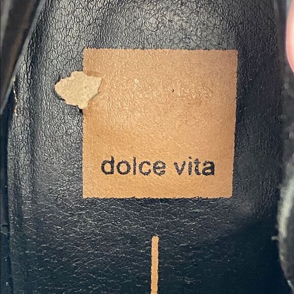 dolce vita Black Leather Ankle Heeled Boots Diagonal Zipper Design Sz 8 Chic - Picture 7 of 7